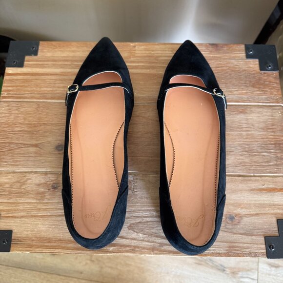 J. Crew Gwen Black Genuine Suede Pointy Toe Mary Jane Ballet Flats Size 9.5 - Picture 12 of 14